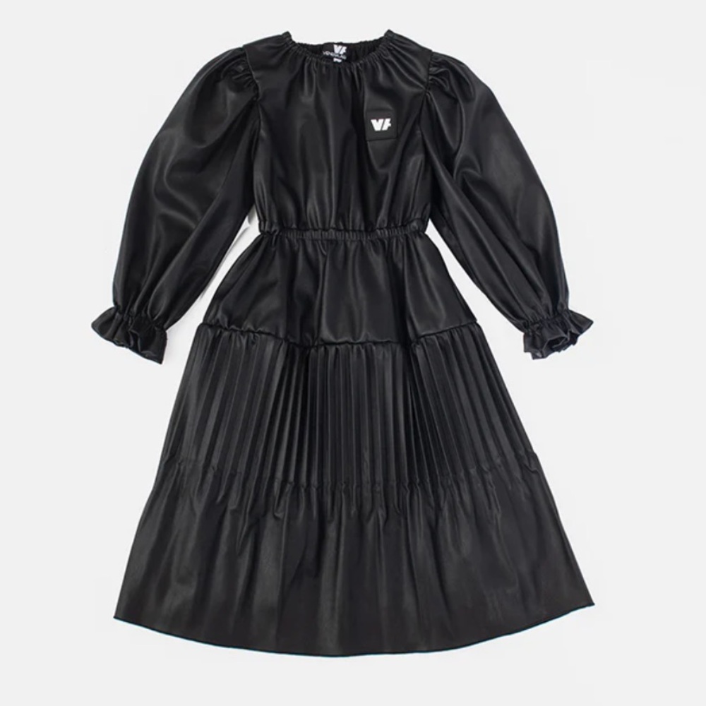 LEATHER PLEATED MIDI DRESS BY VENERA ARAPU